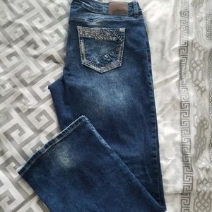 Denim bootcut distressed jeans